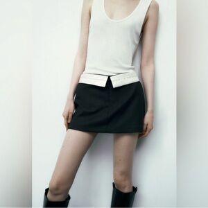 ZARA Black Waistband Detail Skort Skirt